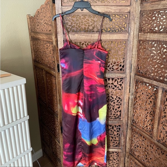 HOUSE OF CB 'Mitzi' Printed Satin Corset Midi Dress NWOT - Picture 5 of 6